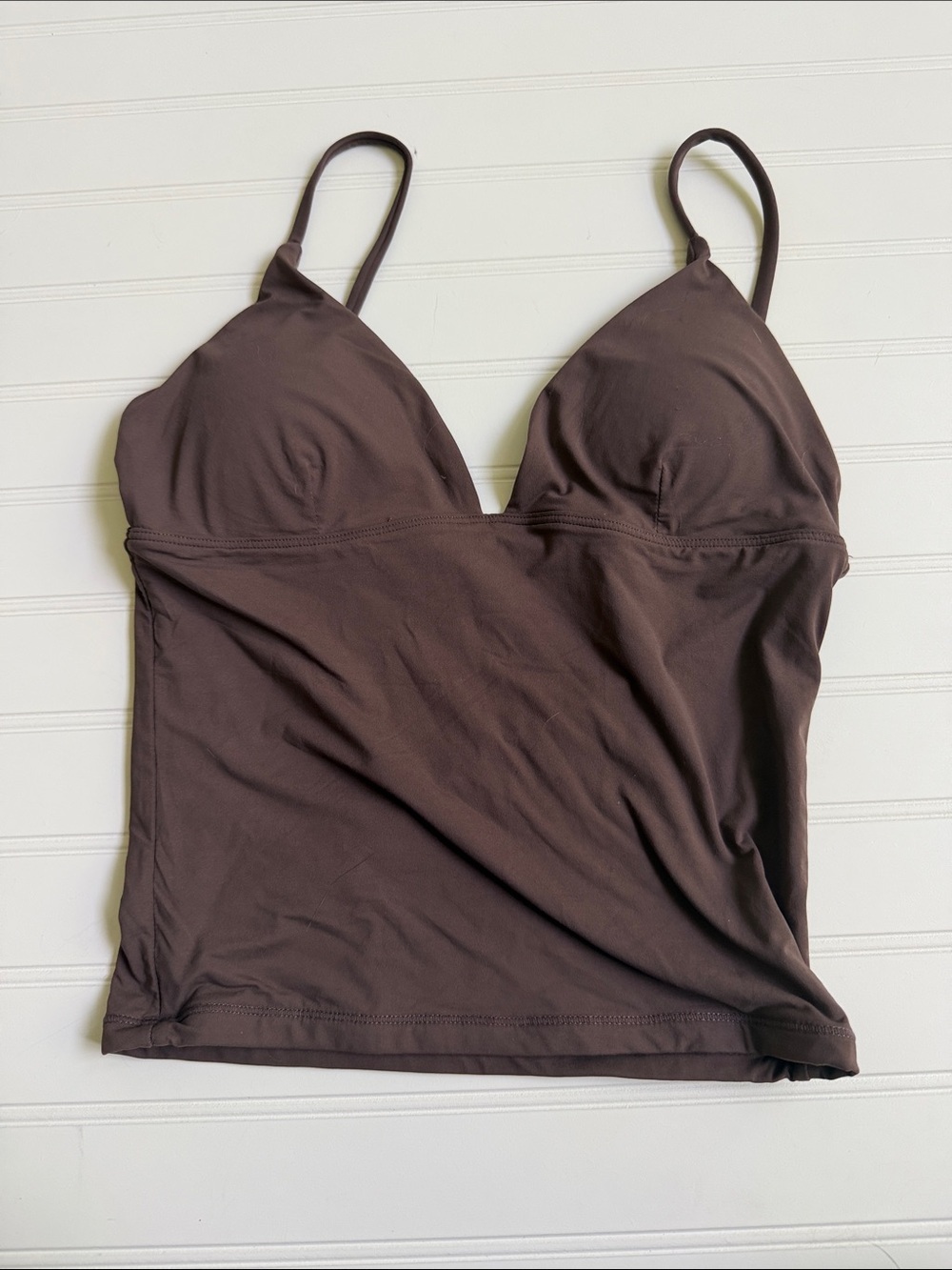(339)Women’s Brown Tankini Top with Built-In Support